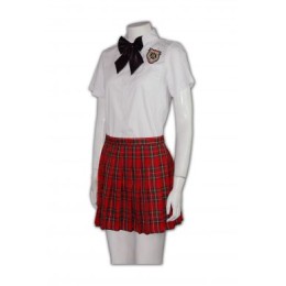 SU011 customized high school girl uniforms red checked skirts hong kong uniform tailor made uniform hk supplier SU011 customized high school girl uniforms red checked skirts hong kong uniform tailor made uniform hk supplier